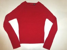 New GUESS Scarlet Red Double Knit Stretchy Long Slv Sweater Women Junior S