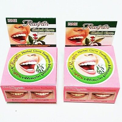 2X Isme Rasyan Nature Herb Clove Toothpaste Whitening Anti-Bacteria Thai Gift