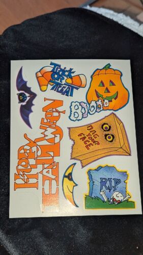 Vintage Stickers Halloween Paper Magic Group 1 Sheet Candy Bat RIP READ