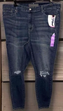 Signature by Levi's Super Skinny Jeans Distressed Mid Rise Stretch Size 22M