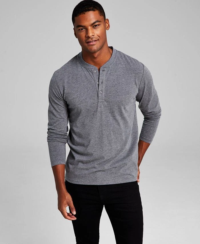 Men's Unshrinkable MiniWaffle Henley, LongSleeve