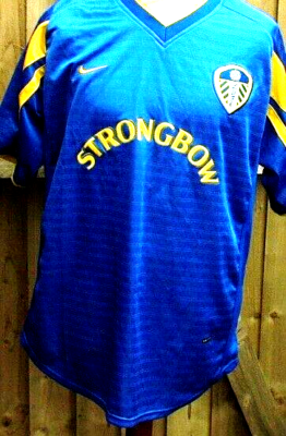 Nike Leeds United シャツ 青/黄色 STRONGBOW Leeds United Nike 2001/2003 Blue Strongbow Short Sleeve Shirt Ch