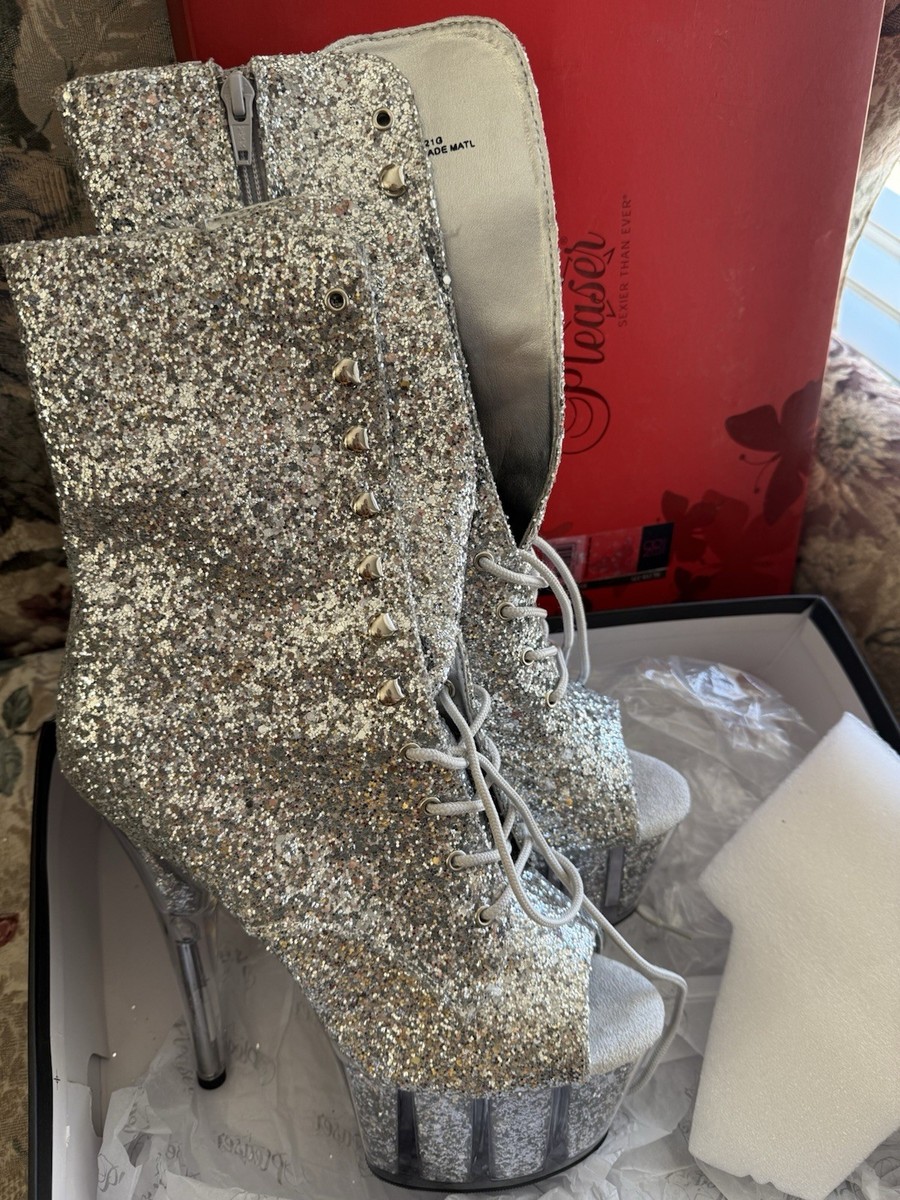 Pleaser Silver Glitter View 3