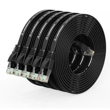 Cat 6 Ethernet Cable 10 ft 5 Pack Flat Internet Network, Snagless RJ45 Patch