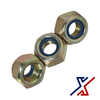 M10 × 1.5 mm Hi-Performance Yellow Zinc Plated Steel Nylon-Insert Locknuts