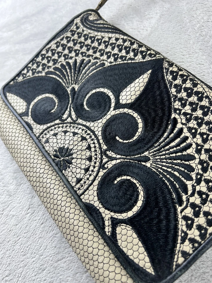 Isabella Fiore Bolso de Hombro Mujer Cuero Bordado Cadena Cartera Boho Foto 2 de 4