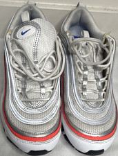 Nike Air Max 97 Essential Men s Silver/White/Red/Blue Lace-Up Sneakers Mesh Rub