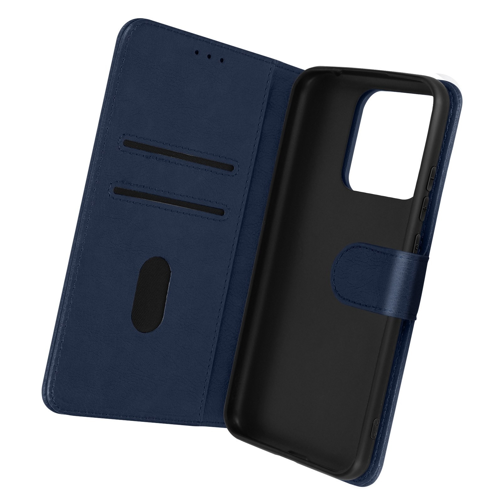 Housse Redmi 10A clapet portefeuille avec support vidéo et protection intégrale en simili cuir noir