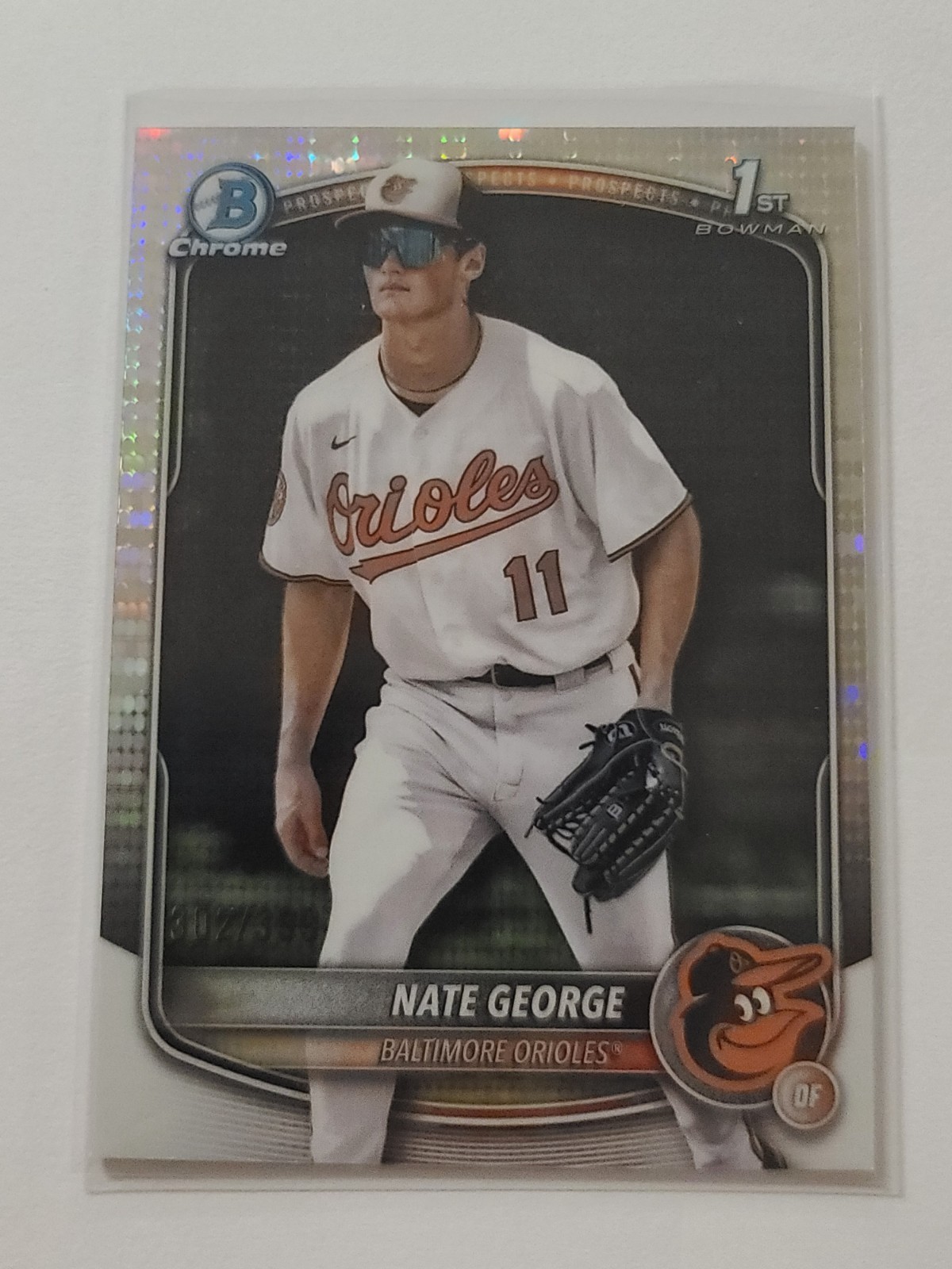 2025 Bowman Chrome Nate George #184 1st Bowman Pulsar Refractor 302/399 Orioles