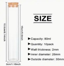 10pcs With Cork Multifunctional Clear Glass Tube Storage Container