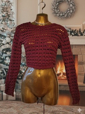 Free People Strand Häkel hinten offen Strick bauchfreies Oberteil Größe Small 100 % Baumwolle Pullover