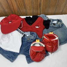 Build a Bear Outfit Jean Denim Bottom Dress Shirt Golf Hat Shoes Boxer 7 PC LOT