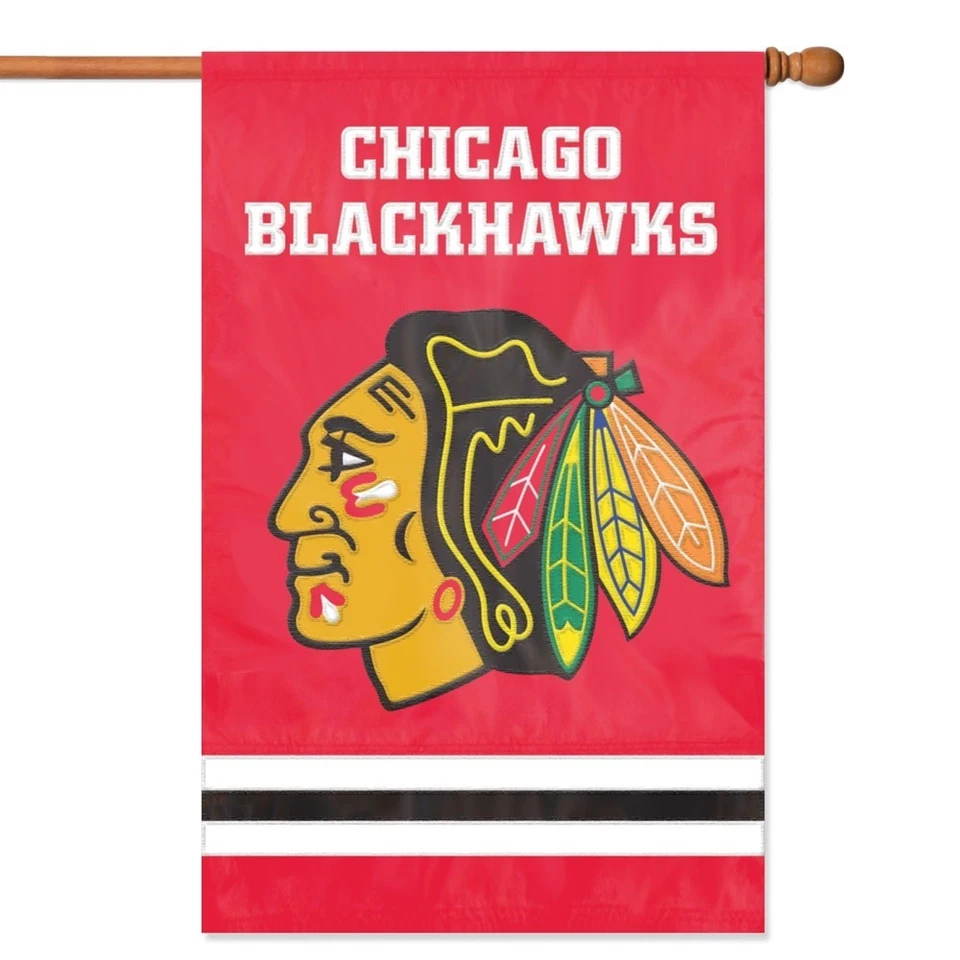 NHL CHICAGO BLACKHAWKS BANNER FLAG DOUBLE SIDED 28 X 44 PREMIUM EMBROIDERED FLAG - Image 2 of 2