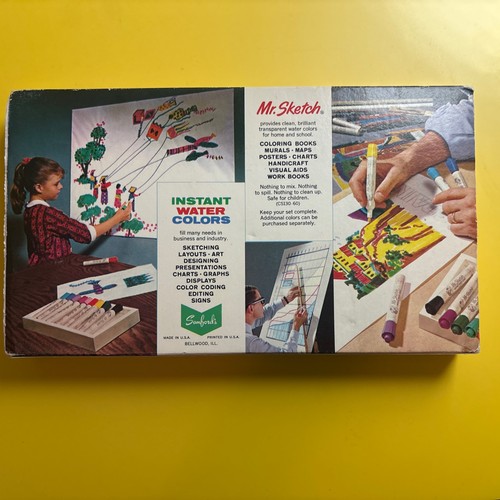 c. 1960s Mr. Sketch Instant Water Colors Marker Set Sambos Bellwood IL Vintage 