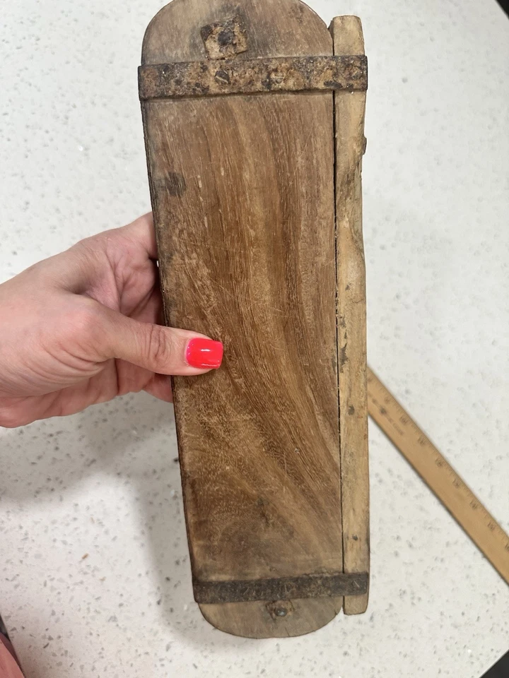 Caja moldeadora de ladrillo de madera vintage hecha a mano rústica decoración primitiva Foto 4 de 4