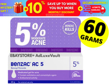  New BENZAC AC 5 Gel 60g Benzoyl Peroxide Galderma Kill Acne Bacteria Pimple