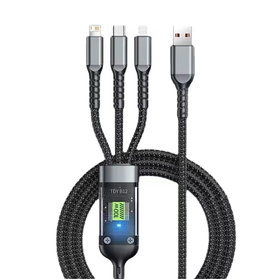 Fast Charging Cable 3in1 Cell Phone Charger Cord For iPhone Micro USB Type C