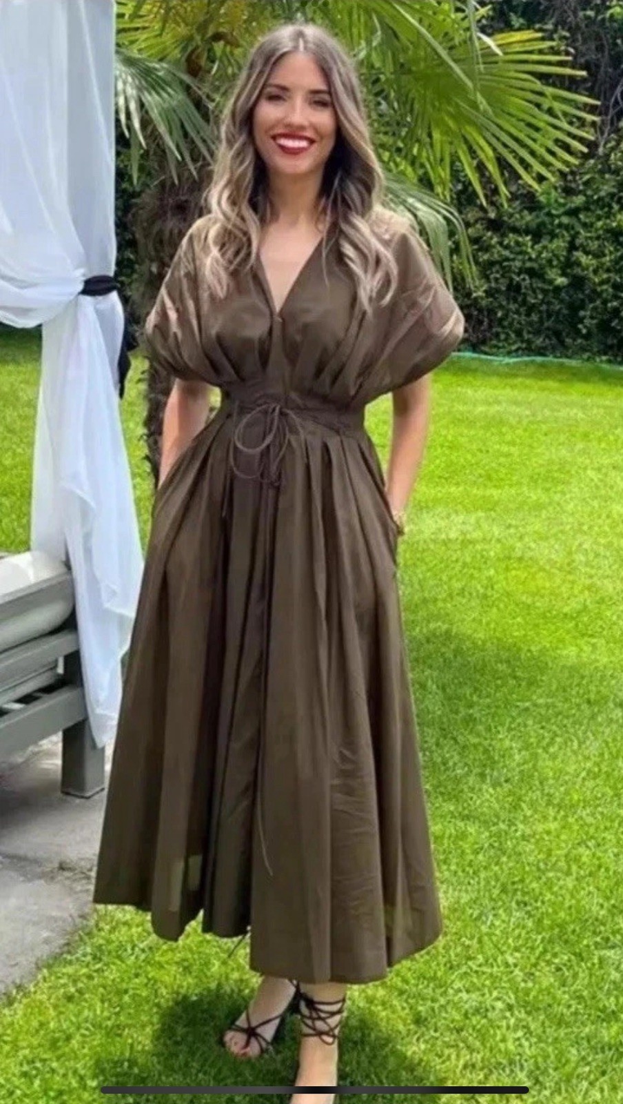 ZARA ZW Collection Dark Khaki Darted Midi Dress Size M  Bloggers Ref 2965/260