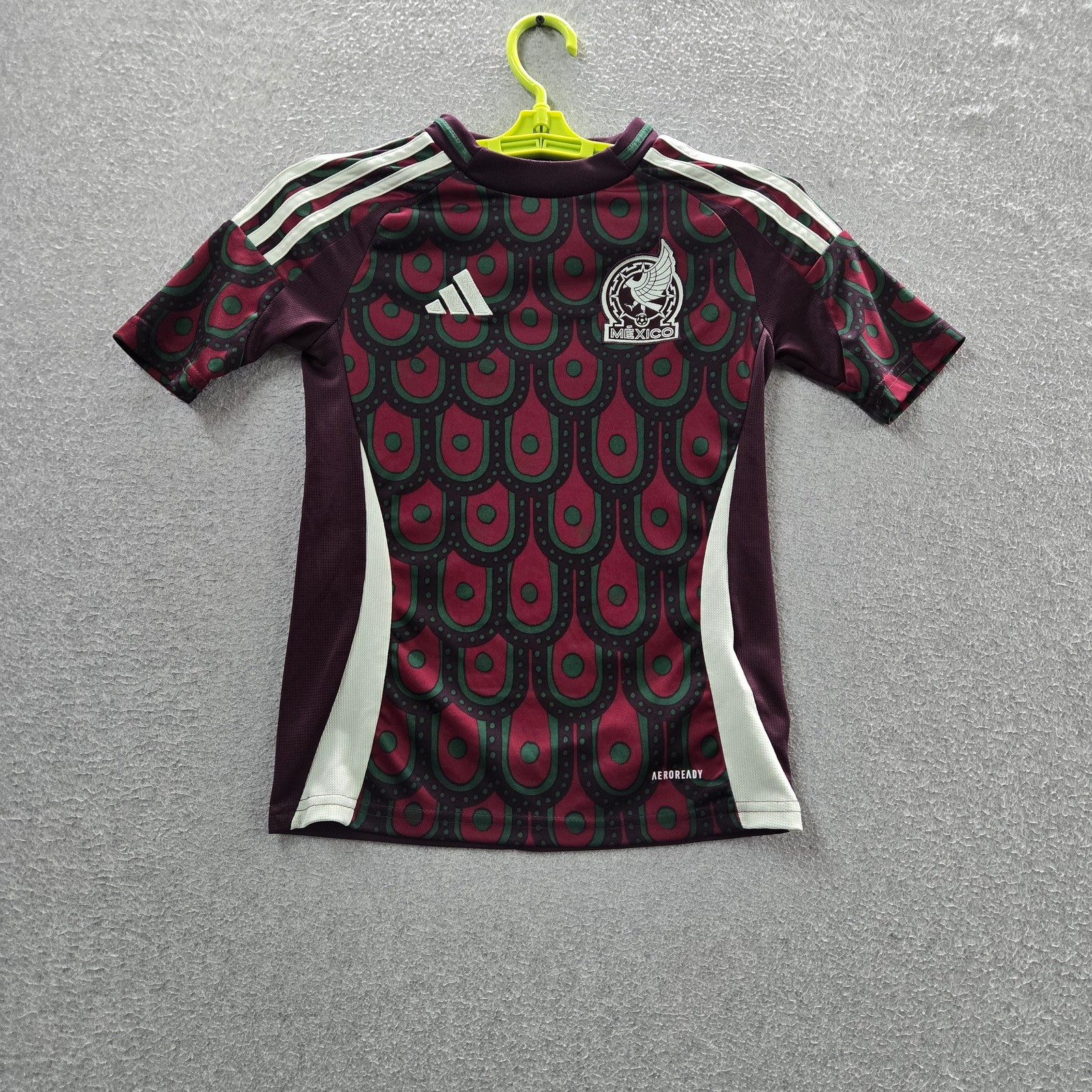 Mexico National Team Boys Shirt S (9-10Y) Burgundy Embroidered Adidas Home 2024