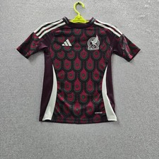 Mexico National Team Boys Shirt S (9-10Y) Burgundy Embroidered Adidas Home 2024