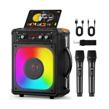 Karaoke Machine, Portable Bluetooth Speaker with 2 Wireless Microph... Fast Ship