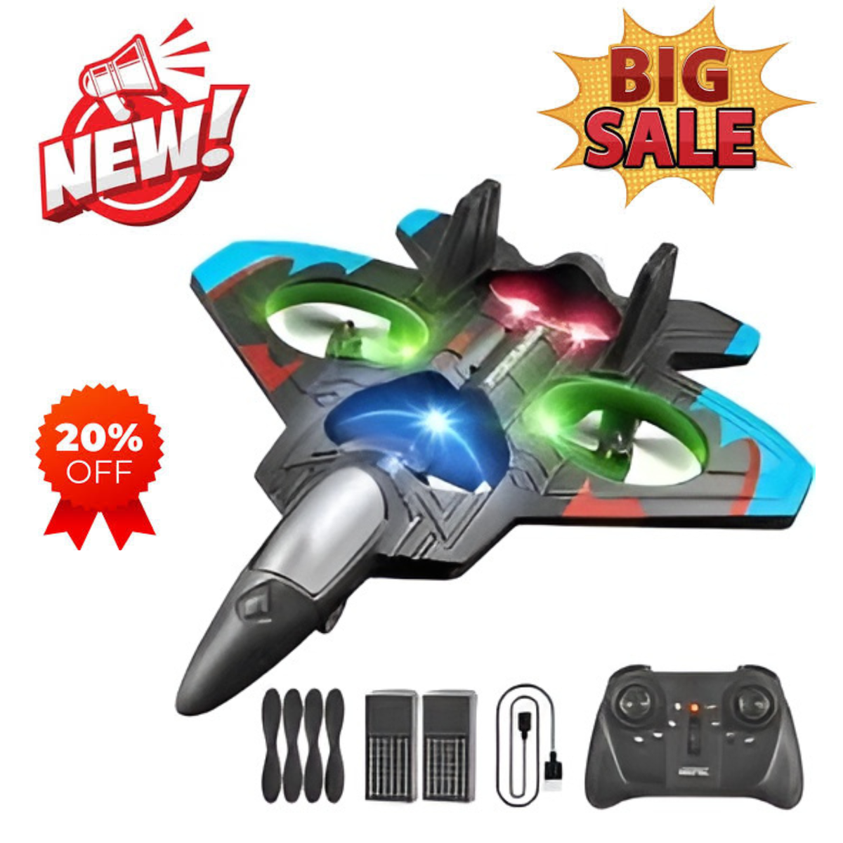 RC Remote Control Airplane Fighter Plane Glider Model Toy Drone 360°  Hover