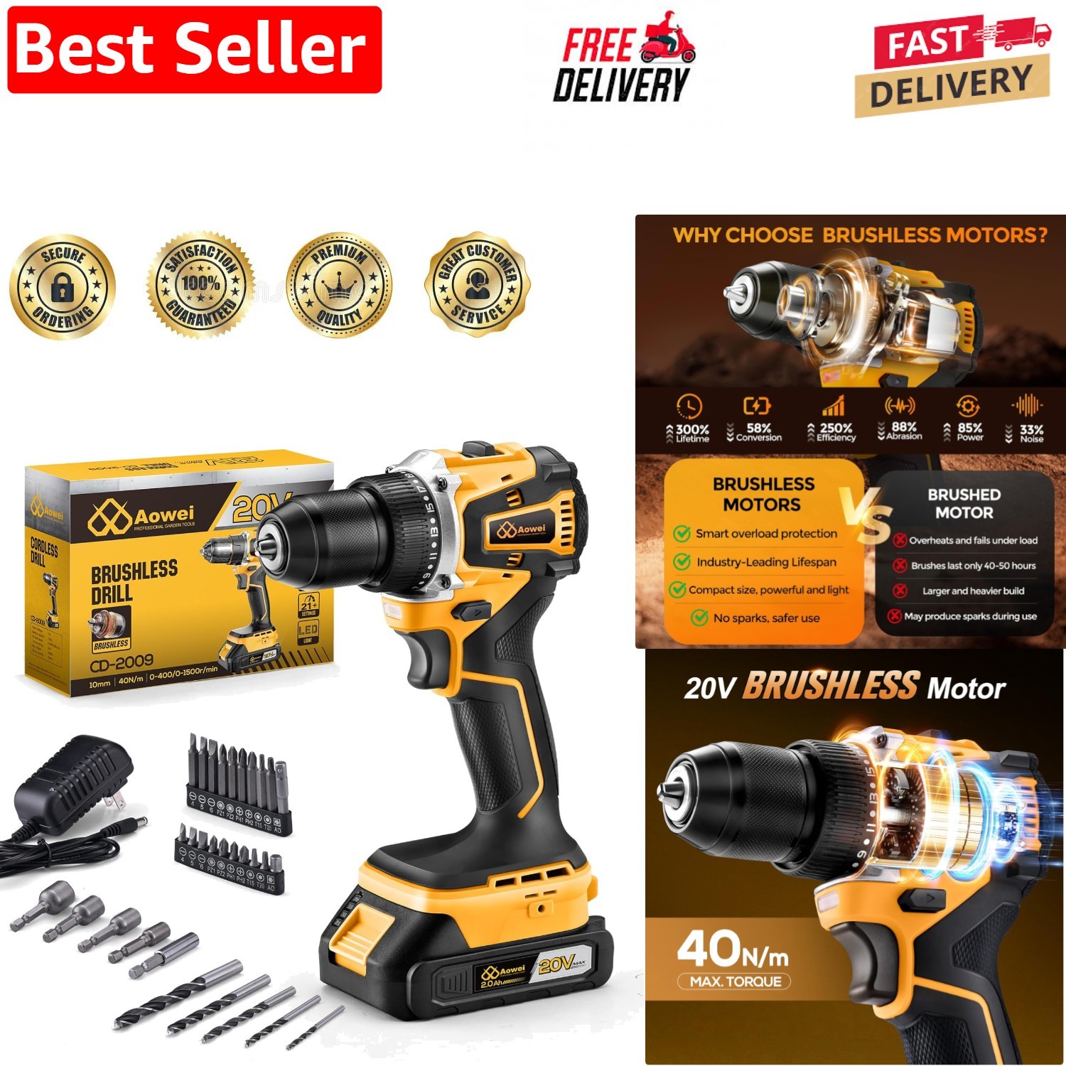 Compact 20V Brushless Drill/Driver Kit - Lightweight & Versa