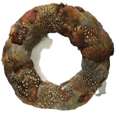 Wreath Pheasant Feathers Natural Vintage Fall Rustic Decor 20'' Dia x 6'' Deep