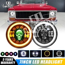 7" Inch RGB LED Headlights Halo Angel Eyes DRL for Chevy C10 Camaro Pickup Truck