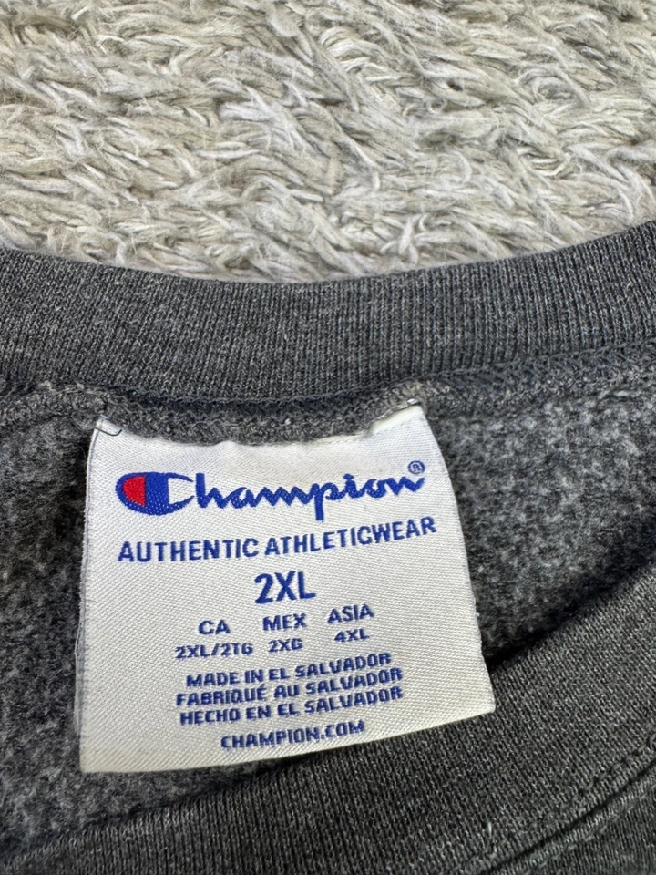 LSU Tigers Sweatshirt Men 2XL Charcoal Gray Fleece Champion Crewneck Pullover - Image 3 of 4