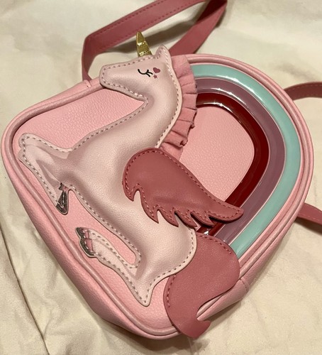 Bath & Body Works 7" x 6.5" Rainbow Unicorn 🦄 Mini Backpack Cosmetic Bag Pink  - Picture 1 of 4