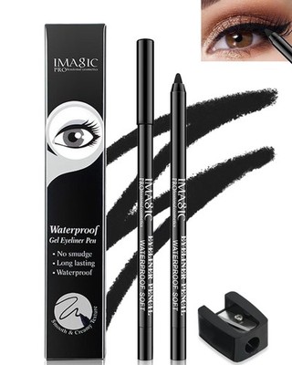 ''3 Pcs Matte Black Waterproof Smudge-proof Gel Eyeliner Pencil, Fade-Proof Eye
