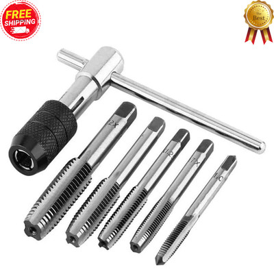 6pc Thread Tap Wrench Tool Set T-Handle Screw Metric Plug T-Taps M3 M4 M5 M6 M8