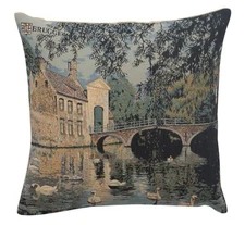 Beuguinage European Cushion Cover Belgian Tapestry Home Decor Pillow 18x18 in