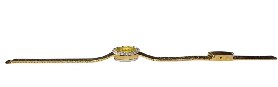 Vintage Elgin Ladies Watch Champagne Dial Gold Tone Oval Diamond Bezel Mesh Band - Image 4 of 4