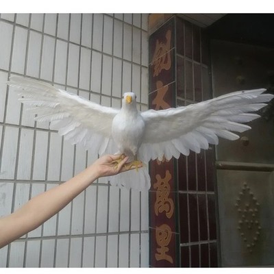 big foam&feathers white dove model simulation dove garden decoration 40x80cm