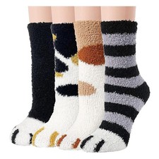 4 Pairs Women's Fuzzy Winter Socks Warm Thick Fluffy Soft Cozy Slipper Socks