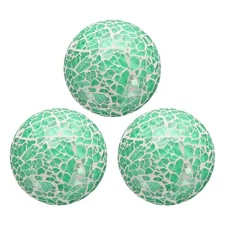 3 Pcs 2.36" Decorative Balls Mosaic Glass Balls Orbs, Colorful Green