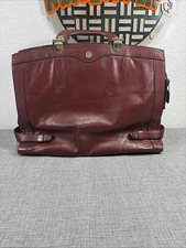 Vintage Gold Pfeil Sport Blood Red Leather Briefcase Document Bag
