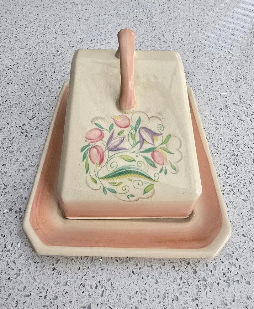 Vintage Susie Cooper Butter Dish – Crown Works Burslem – English Pottery – Flora