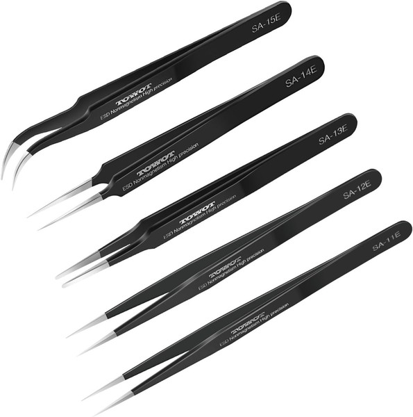 PräZisionspinzette Antistatisch Edelstahl 5PCS FüR Elektronik Handwerk Schmuck-image