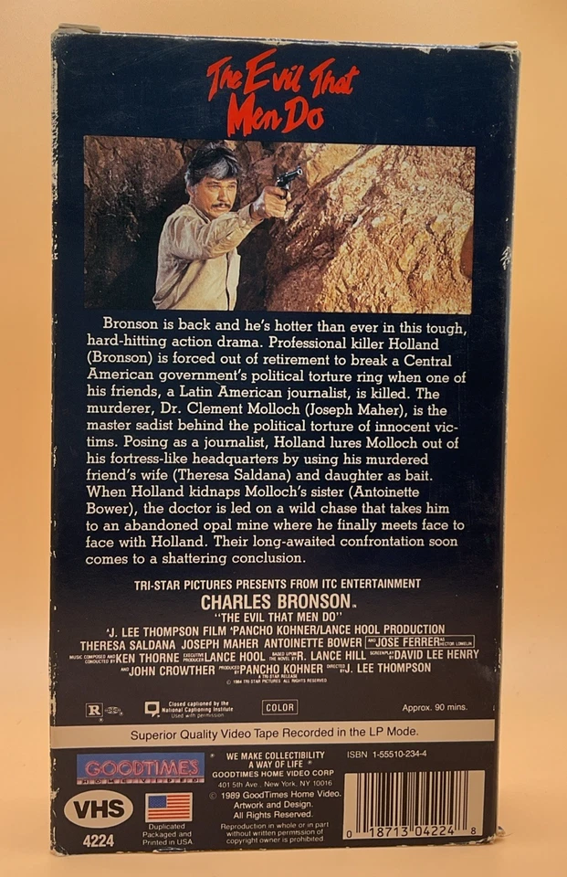 The Evil That Men Do VHS 1989 Charles Bronson **Buy 2 Get 1 Free** - Image 2 of 3