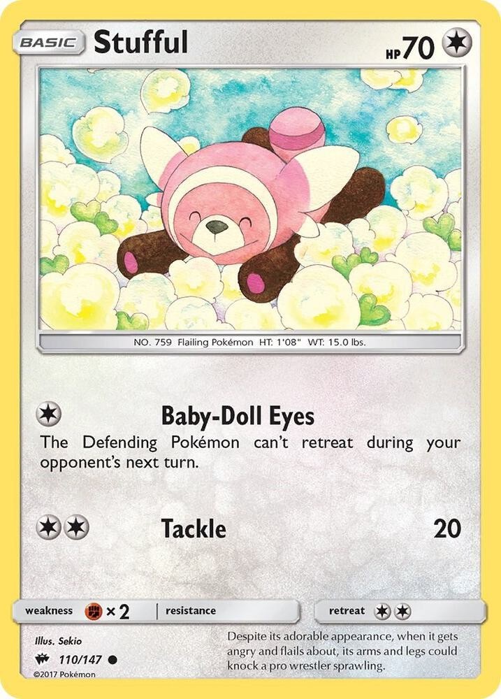 Stufful 110/147 Common Burning Shadows Pokemon Lightly Played