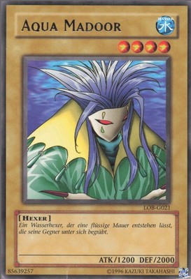 YuGiOh Aqua Madoor (V.1) LOB-DE021 Rare Good unl.
