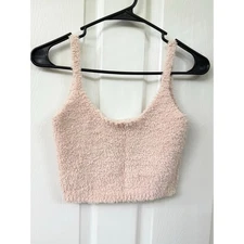 SKIMS Cozy Knit Fuzzy Soft Bralette Crop Tank Women Color Pink Size S/M