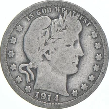 1914 Barber Quarter Average Circ