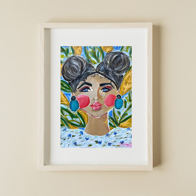 Muse Era Tropical Chic 9x12 Expressionist Original Painting Paper Fine Art