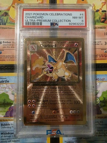 PSA 8 Gold Metal Charizard Pokemon Celebrations Ultra Premium Collection UPC #4