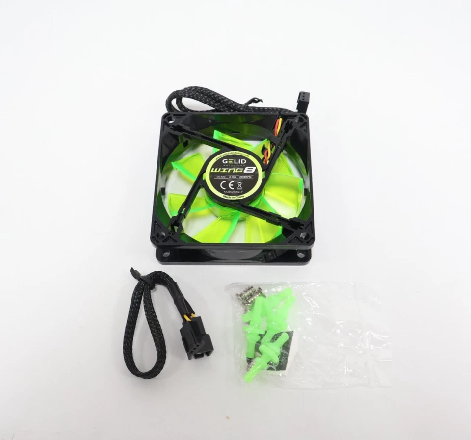 GELID Solutions WING 8 Green 80mm Silent Case Fan – Nanoflux 3 Pin Connector - Image 3 of 4