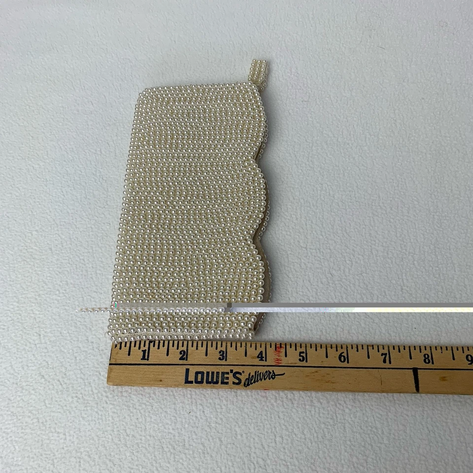 Cartera sin asas de noche con cuentas Anthony’s 8” blanca imitación perla cóctel fiesta vintage Foto 4 de 4